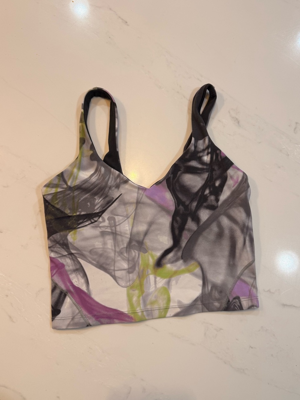 Lululemon Women's Abstract Print V-Neck Tank Top - Black, Gray, Purple, Green